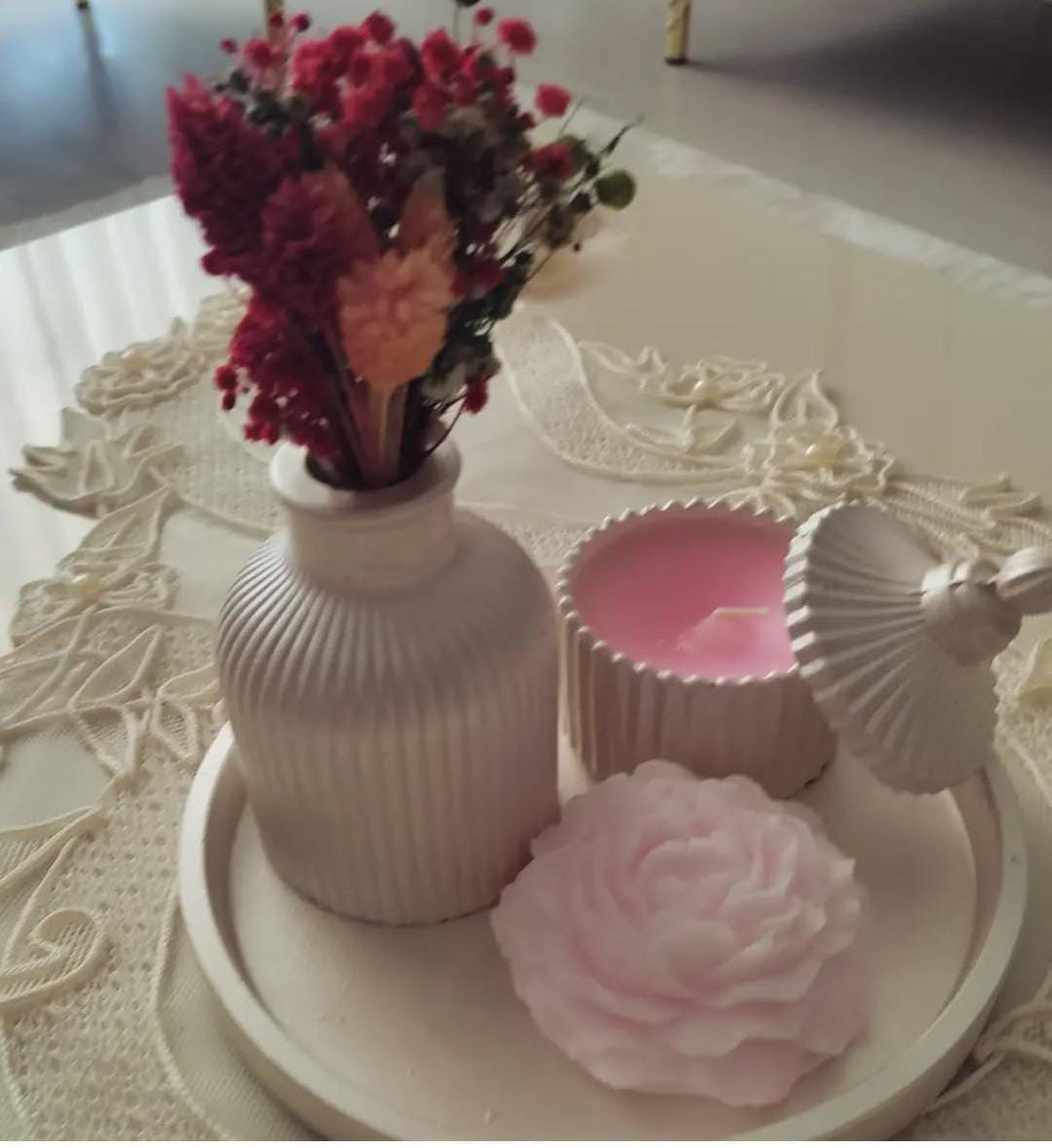 4 Parça Beton / Alçı Dekoratif Set